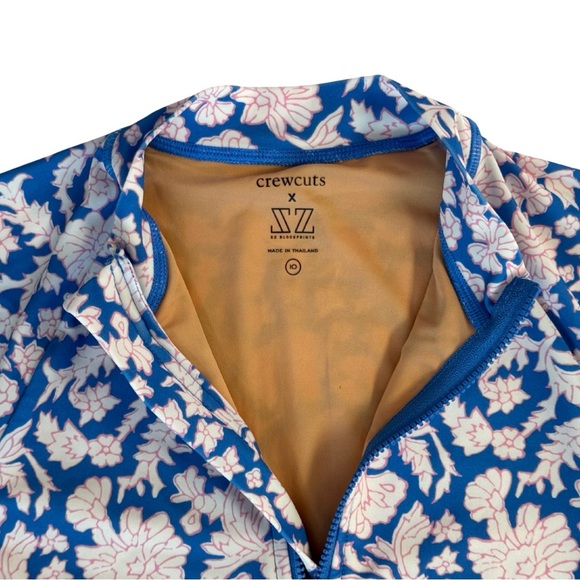SZ Blockprints x Crewcuts Girls‎ 10 Rash Guard One-Piece Swimsuit Floral Blue - Picture 4 of 4